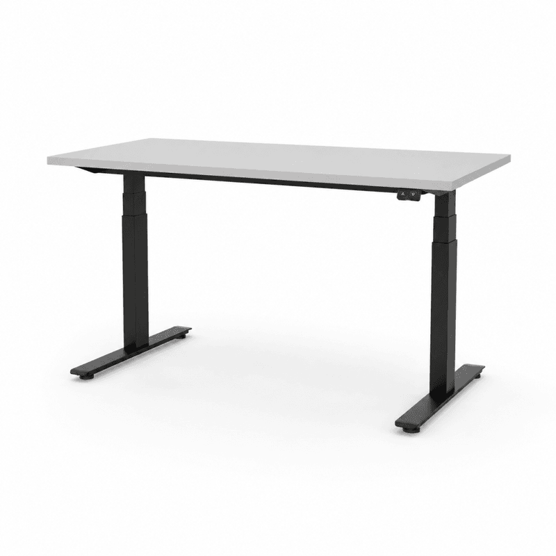 Scan Sørlie E-Motion skrivebord 140x80 cm, hvit med sort elektrisk hev- og senk