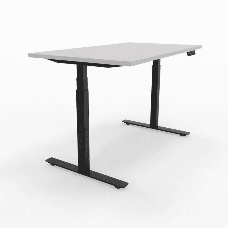Scan Sørlie E-Motion skrivebord 140x80 cm, hvit med sort elektrisk hev- og senk